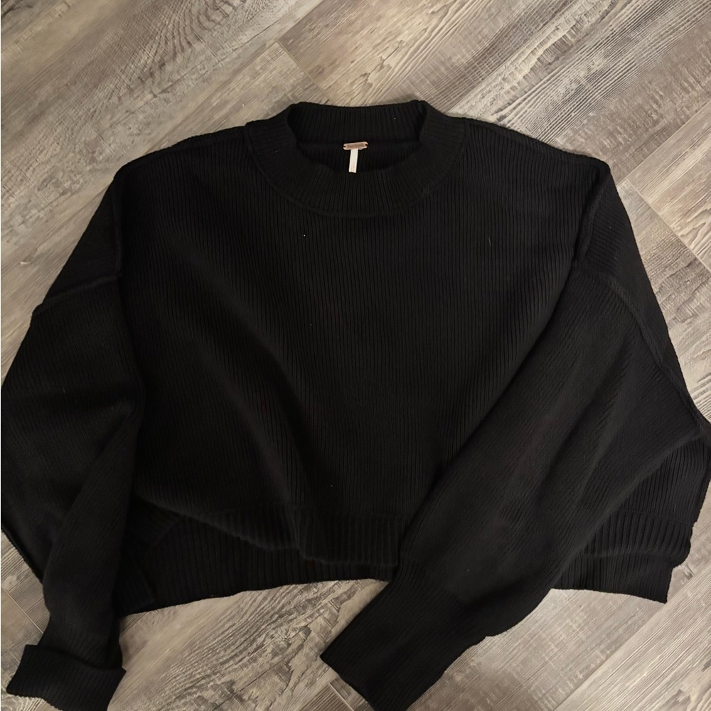 Free People Black Crew Neck Sweater